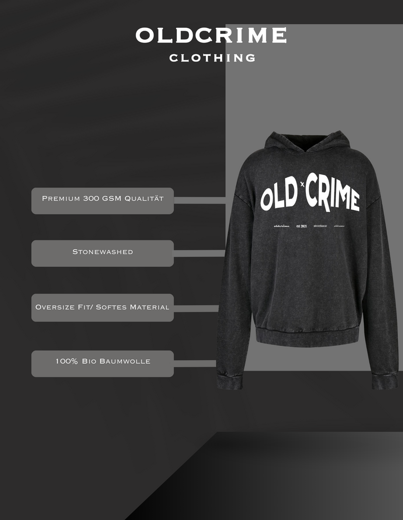 "OLD X CRIME" HOODIE STONE BLACK