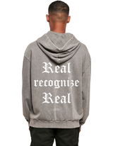 "REAL RECOGNIZE REAL" HOODIE STONE GREY