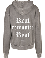 "REAL RECOGNIZE REAL" HOODIE STONE GREY